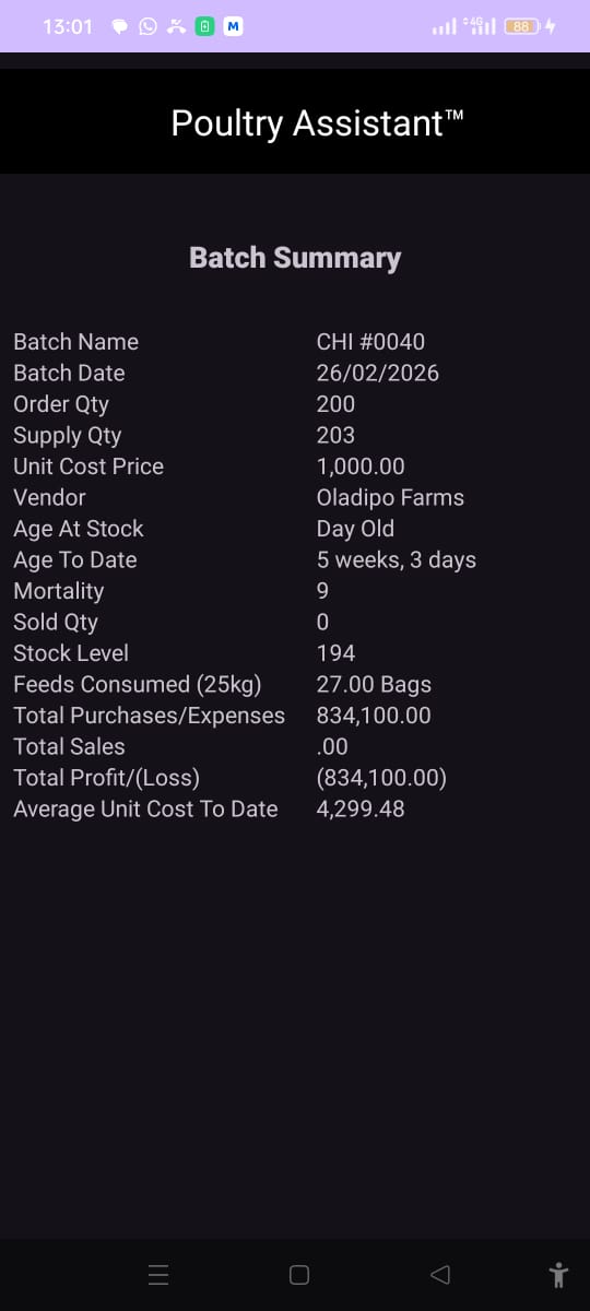 Batch Summary Screen