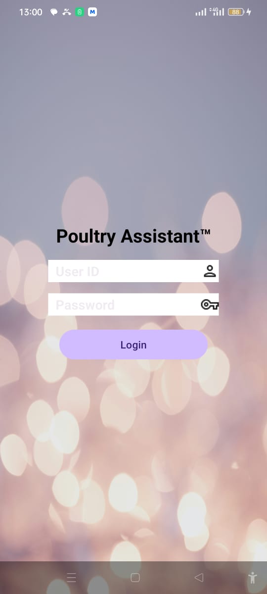 Poultry Assistant Login Screen